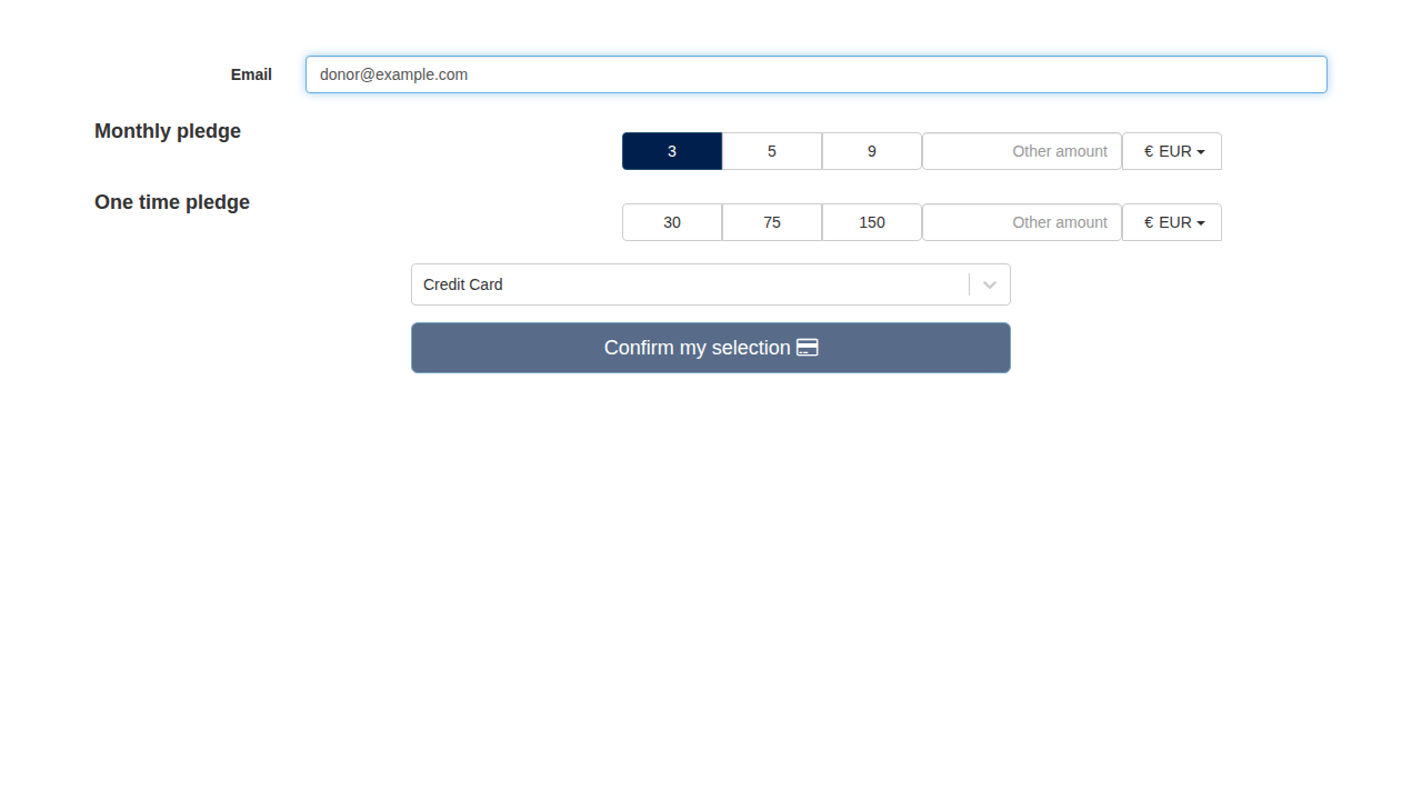 Monthly Donation Selected