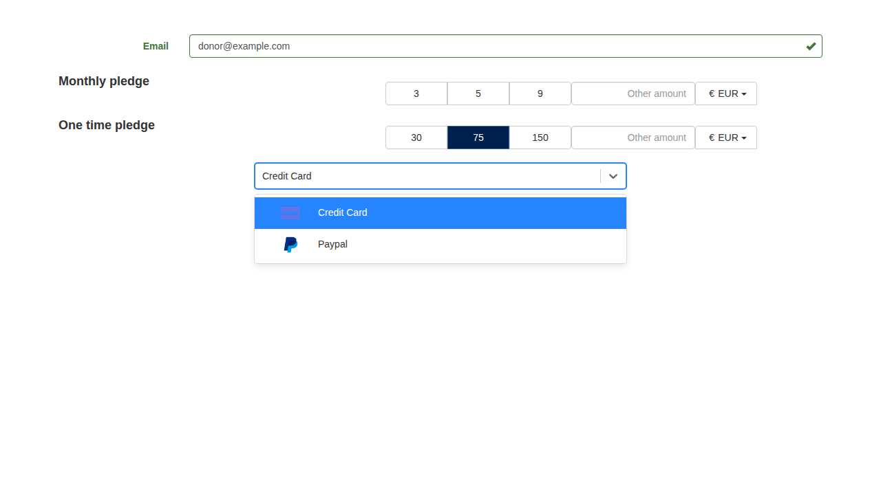 Payment Methods Dropdown